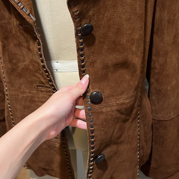 Vintage Venus Leather for Wilson Leather Stitched Brown Suede Jacket - Picture 3 of 11